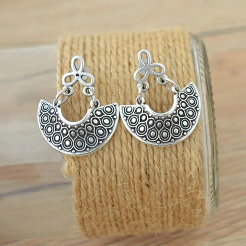 KSRA 2024 New Fashion Bohemian Hollow Hang Earrings For Women Minimalist Creative Retro Birthday Party Jewelry