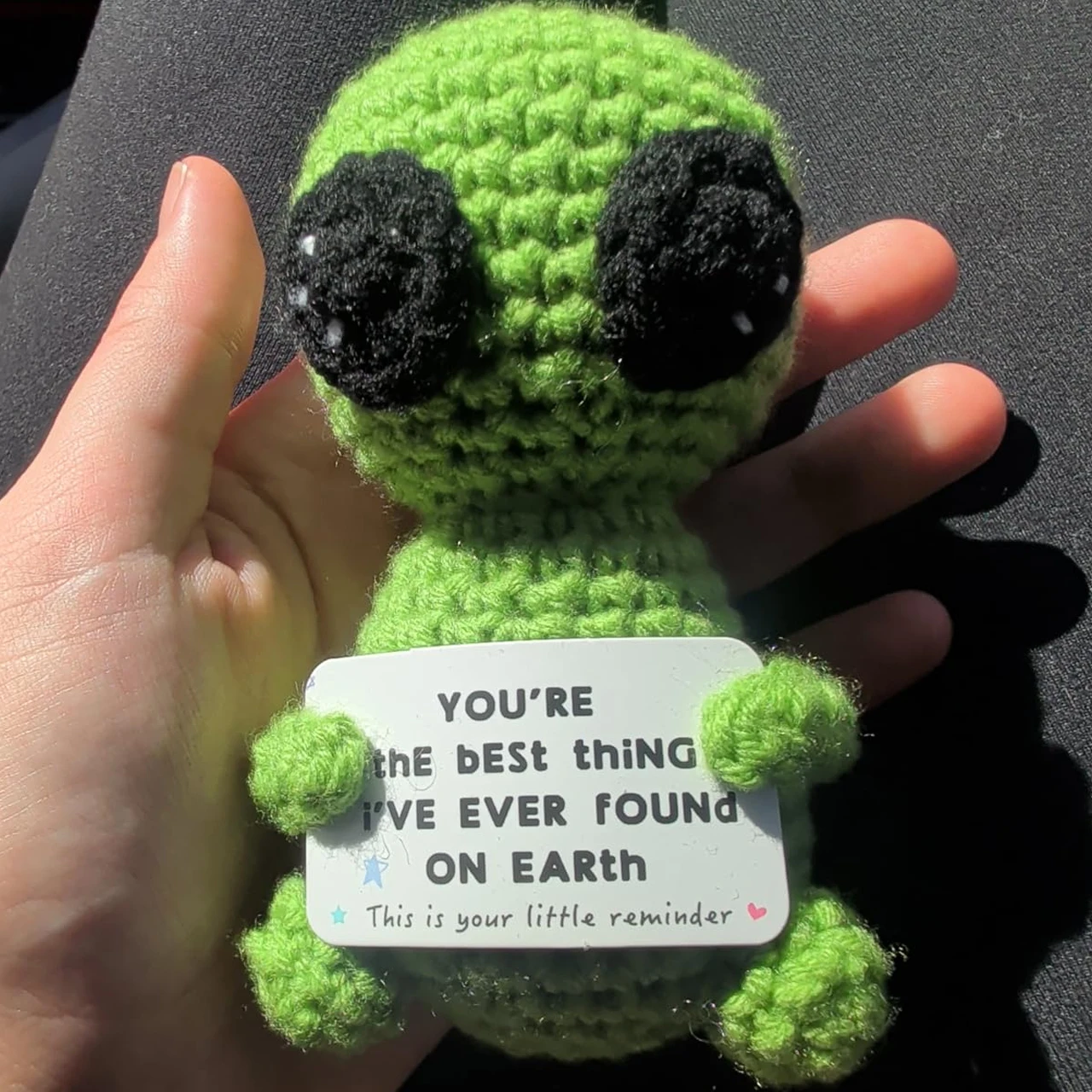 1-5pcs Handmade Crochet Alien Amigurumi with Positive Affirmation Card