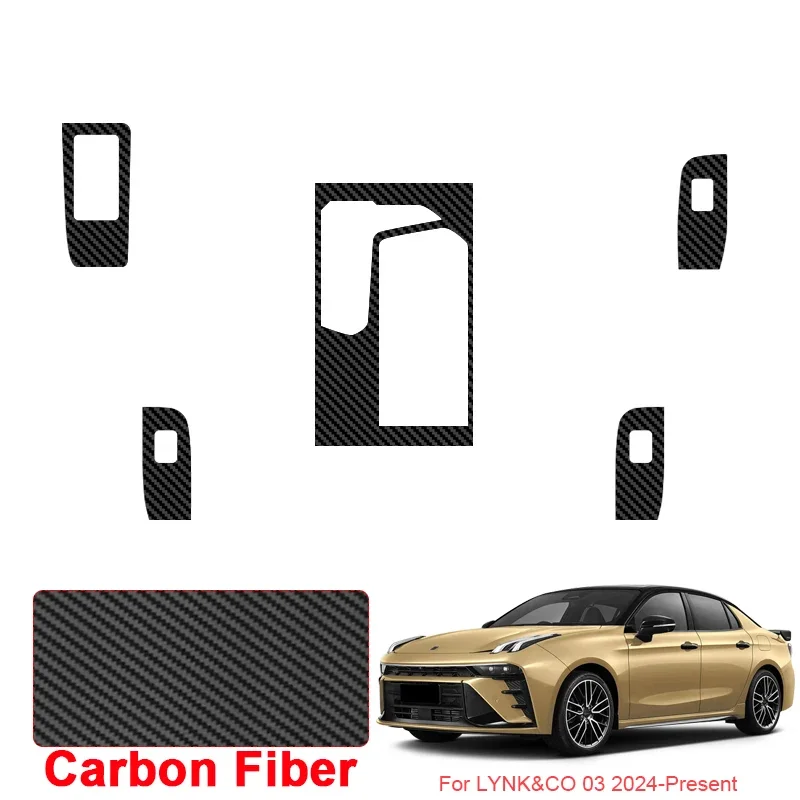 

Автомобильная карбоновая внутренняя наклейка на панель подъема окна, наклейка для LYNK & CO 03 2024-настоящее время, LHD шестерня, защитная пленка для внутренней двери, аксессуар