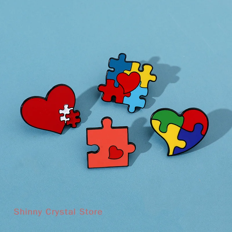 

3/2Pcs Intricate Multicolor Puzzle Pin Adaptative Autism Care Puzzle Pin Artistic Animation Badge Outfit Accessory Gifts