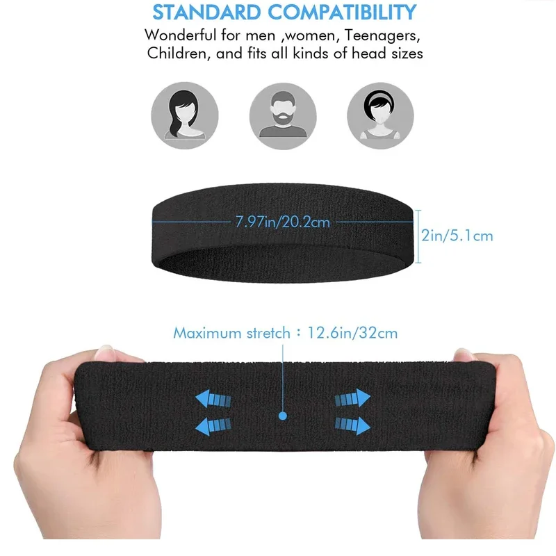 3pcs Sweatproof Sports Headbands for Men and Women - Moisture-wicking Sweatband for Tennis, Basketball, Running, Gym, Workout image 3
