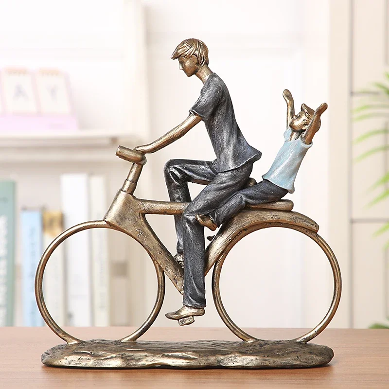 Bike Parents Figure Resin Father Mother Miniature Daughter Decor Home Art and Craft Wedding Anniversary Gift for Son Ornament