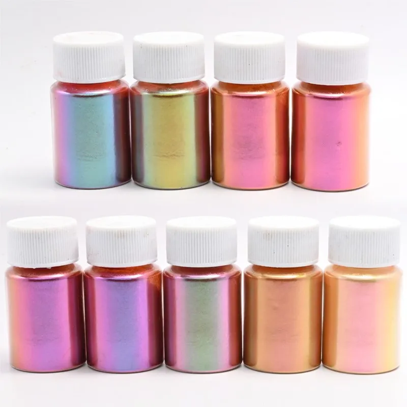 10g/Bottle Chameleon Powder Nail Chrome Pigment DIY Epoxy Resin Mold Dye Nail Art Glitter Dust Manicure DIY Mica Powder Pigments