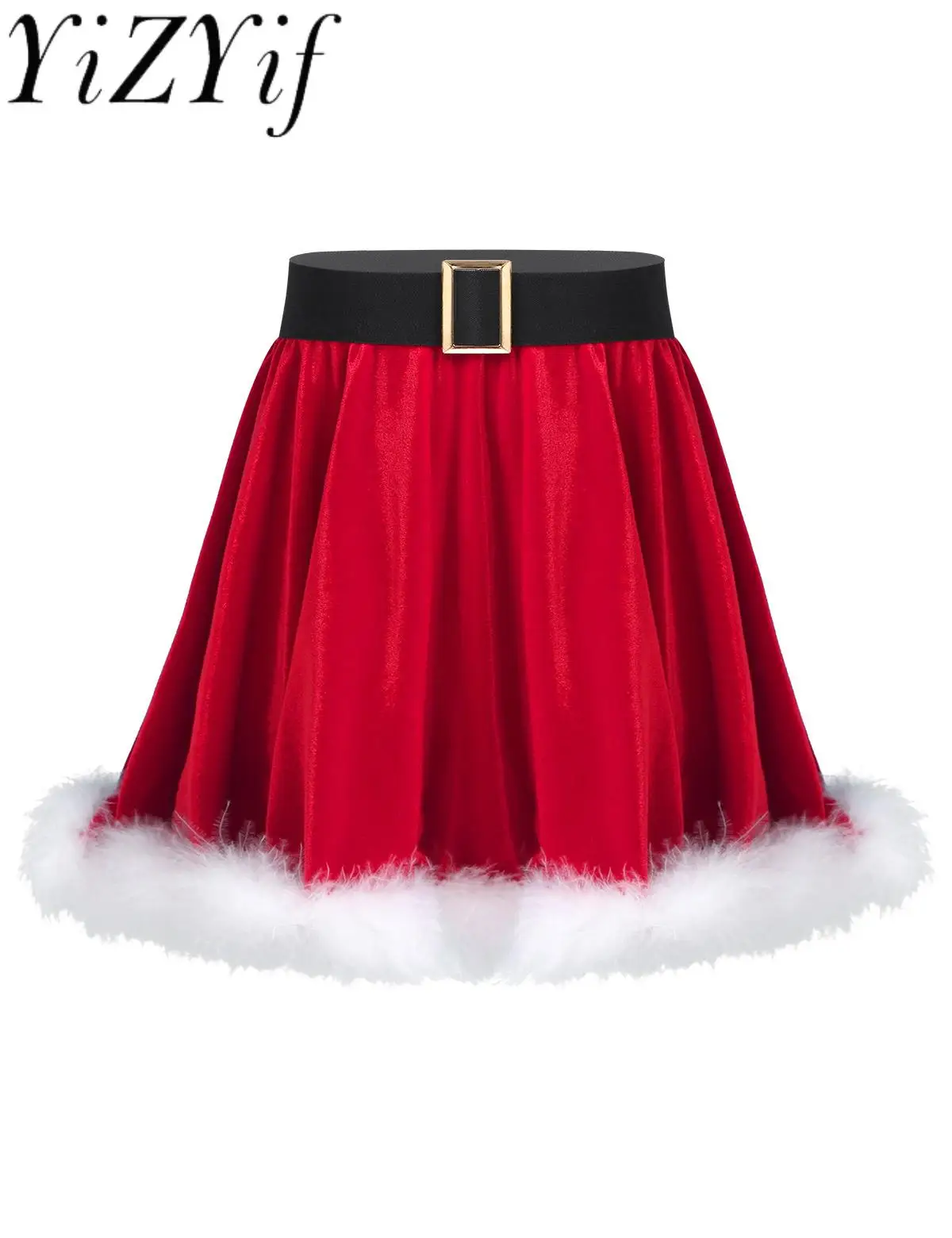 

Kids Girls Mrs Claus Ruffled Mini Skirt Dress Santa Christmas Skirt Costume Ice Skating Dancewear Christmas Party Dress Up