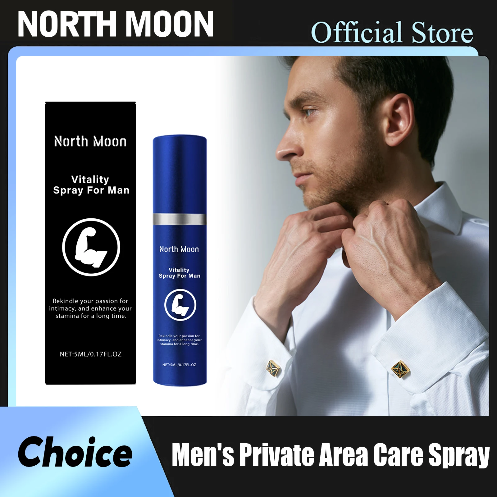 North Moon Men's Private Area Care Spray Long-Lasting Sex Time Delay No Side Effects Remove Odor Big Size Penis Enlargement Oils