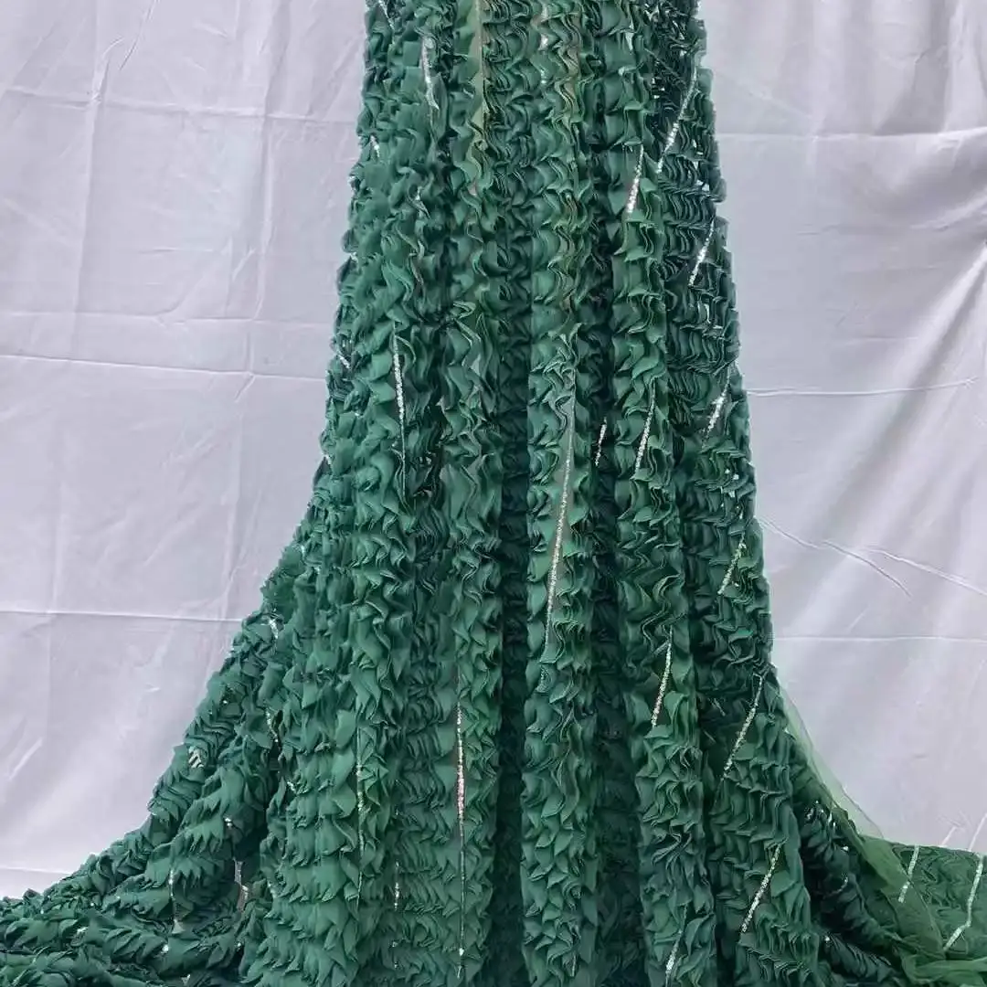 

Africa Nigerian Beaded French Mesh Lace With Sequins High Quality 2025 Embroidery Lace Sequins Lace For Wedding Dresses Women