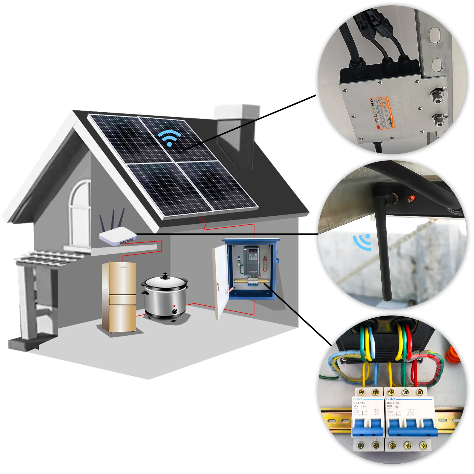 1400W 18-50VDC Grid Connected Solar Inverter With MPPT Controller and WiFi Intelligence, New Intelligent Pure Sine Wave Inverter