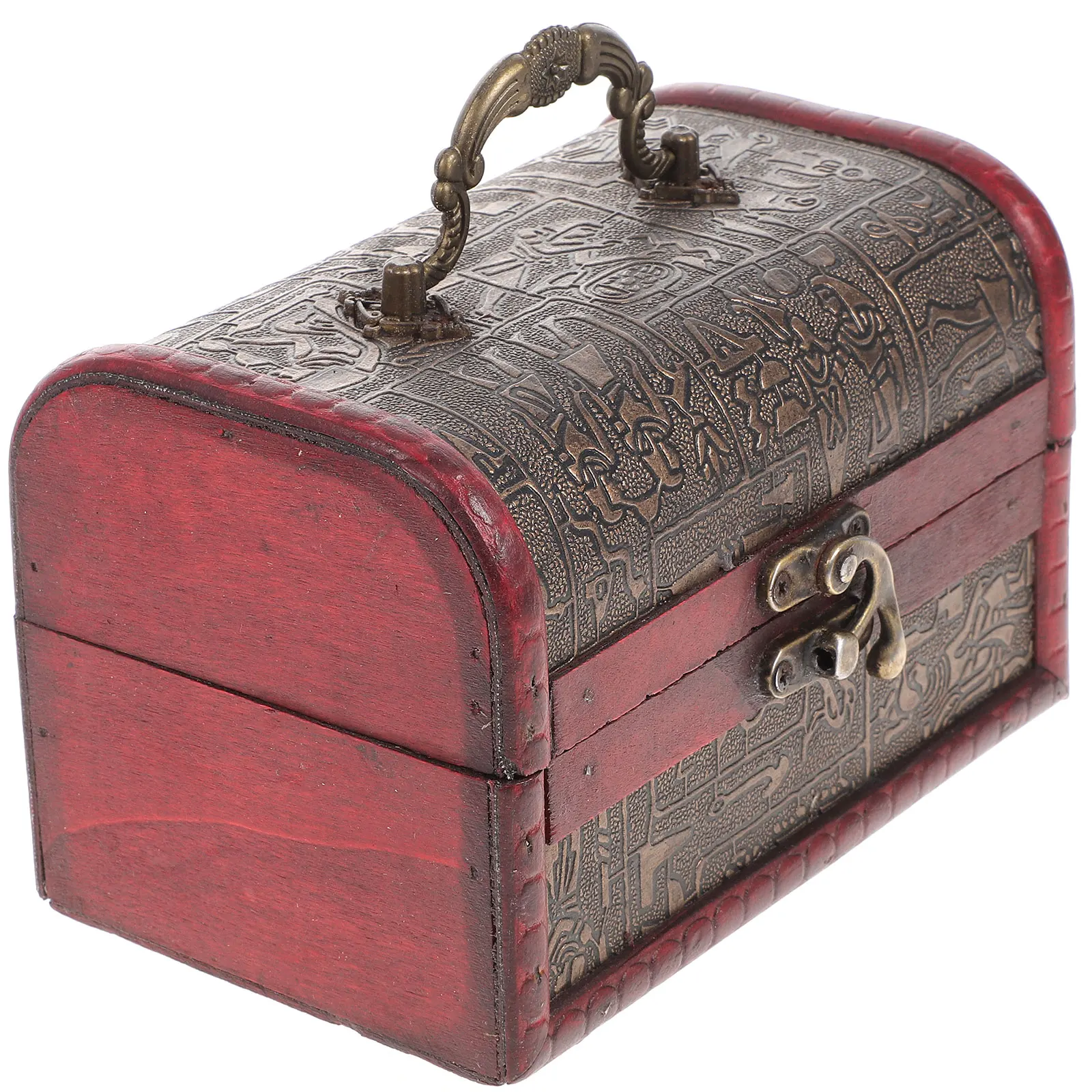 

Ancient Style Vintage Wooden Storage Box Small Retro Jewelry Organizer Creative Printing Pattern for Home Bedroom Desk Use