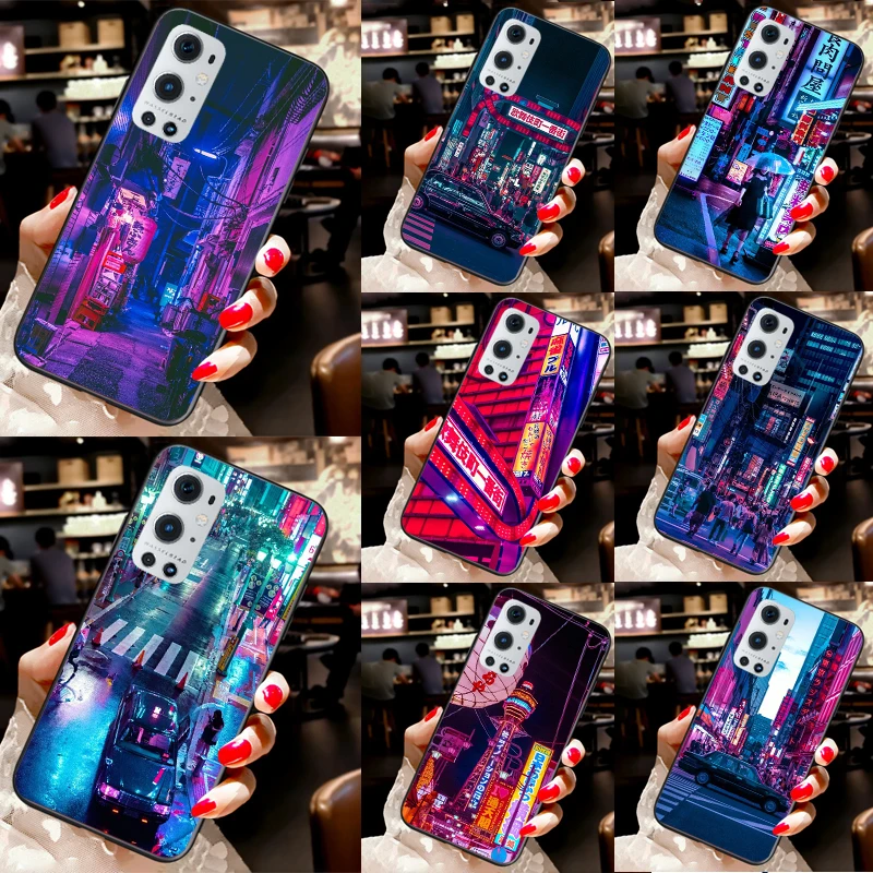 Neon Blue Cyberpunks Tokyo Street For Realme GT Neo 5 3 3T C55 C35 C11 C21Y 10 Pro Plus Case For OnePlus 11 10 Pro Nord 2 2T