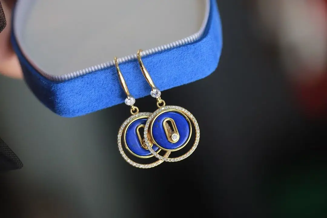 

Silversmith Handmade 925 Silver Round Natural Lapis Ear Hook Lazuli Drop Dangling Hanger Earring Blue Fine Jewelry Dropshipping