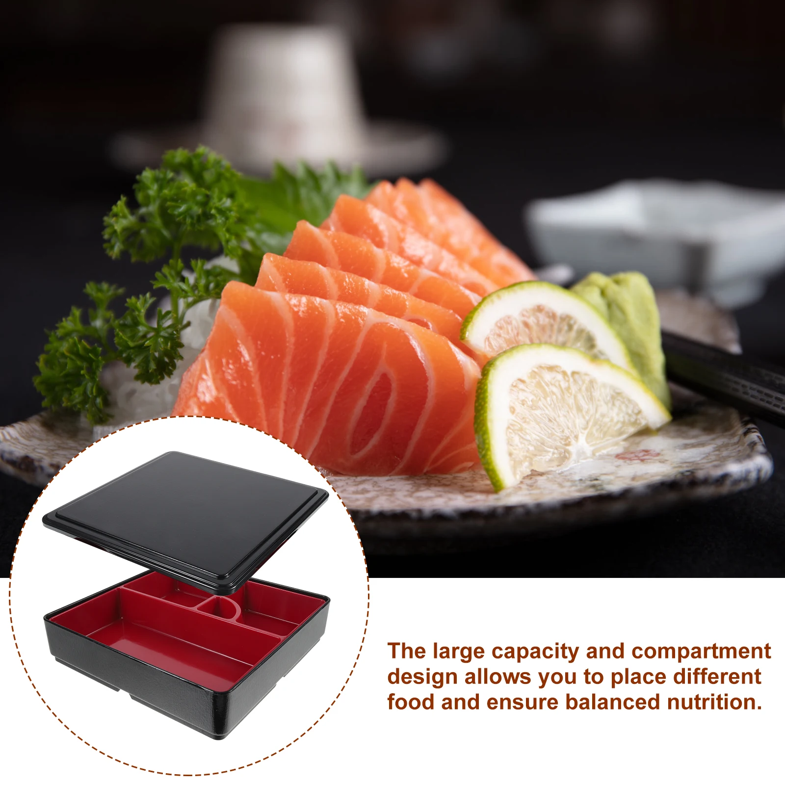 

Sushi Bento Large Capacity ABS Material Adult Japanese Lunch Box Snack Container Lightweight Portable Picnic Kitchen