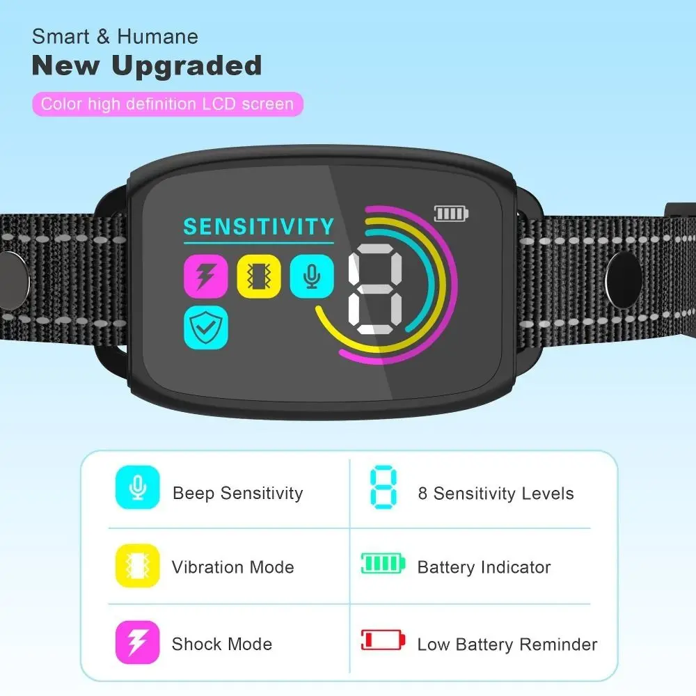 

Intelligent Dog Barking Collar Type-C Rechargeable Color Screen Dog Training Collar with Sound Vibration