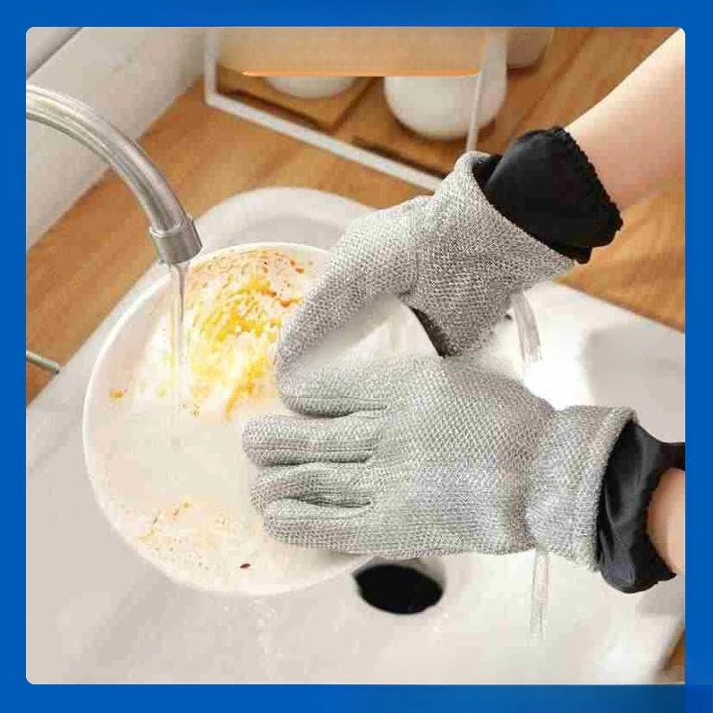 

Pot Brushing Artifact Steel Wire Dishwashing Fleece Anti-scalding Rag Waterproof Thickened Kitchen Household Brushing Pot Gloves