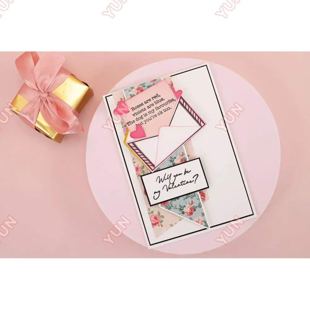 2024 جديد سعيد ومشرق عيد الحب carft المحبة زوجين كيوبيد يموت منطاد الهواء الساخن تخفيضات يموت DIY بها بنفسك سكرابوكينغ بطاقة صنع