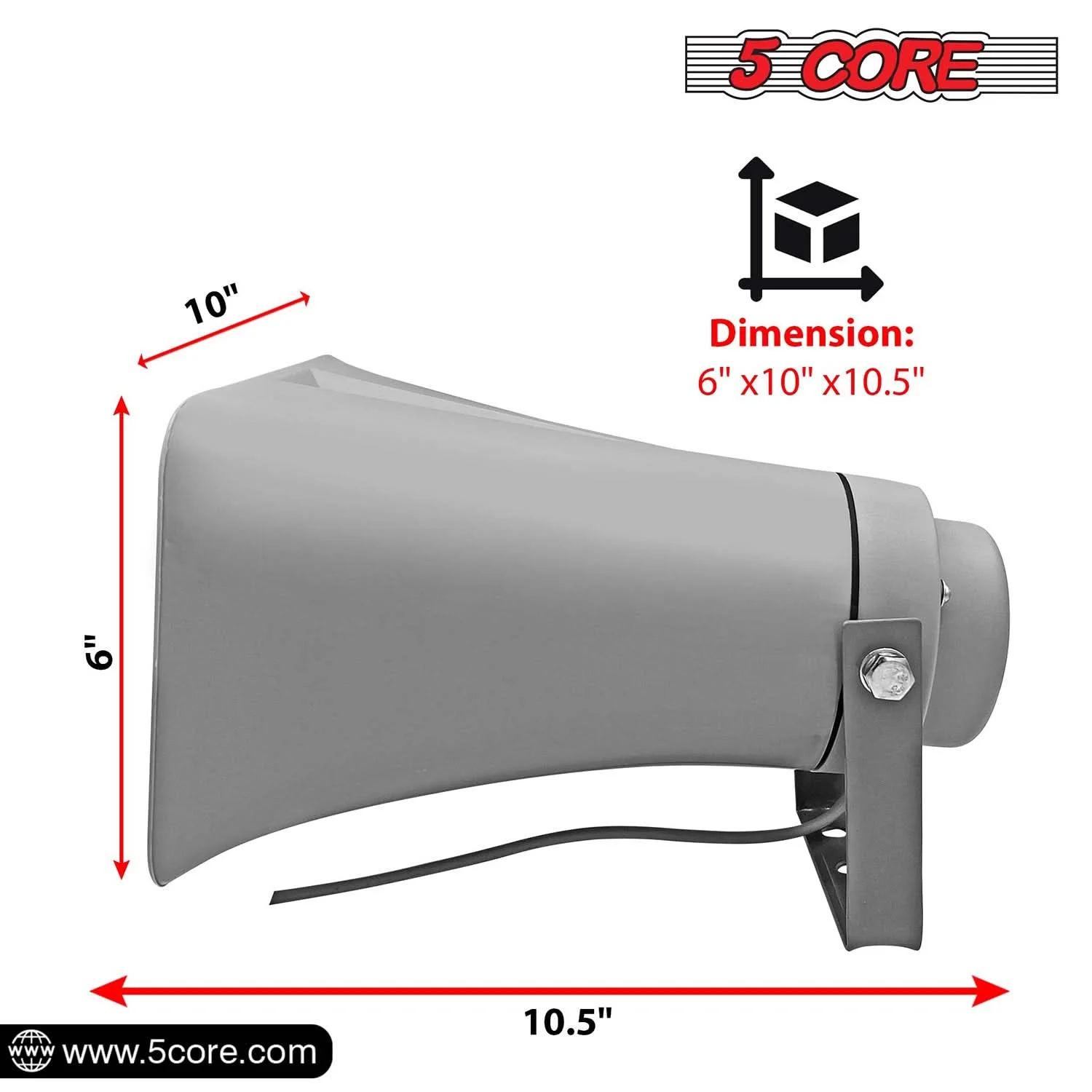 5Core PA Speaker 10 Inch 200W Bull Horn Loud Audio Outdoor Speakers System 8Ohm Reflex Megaphone