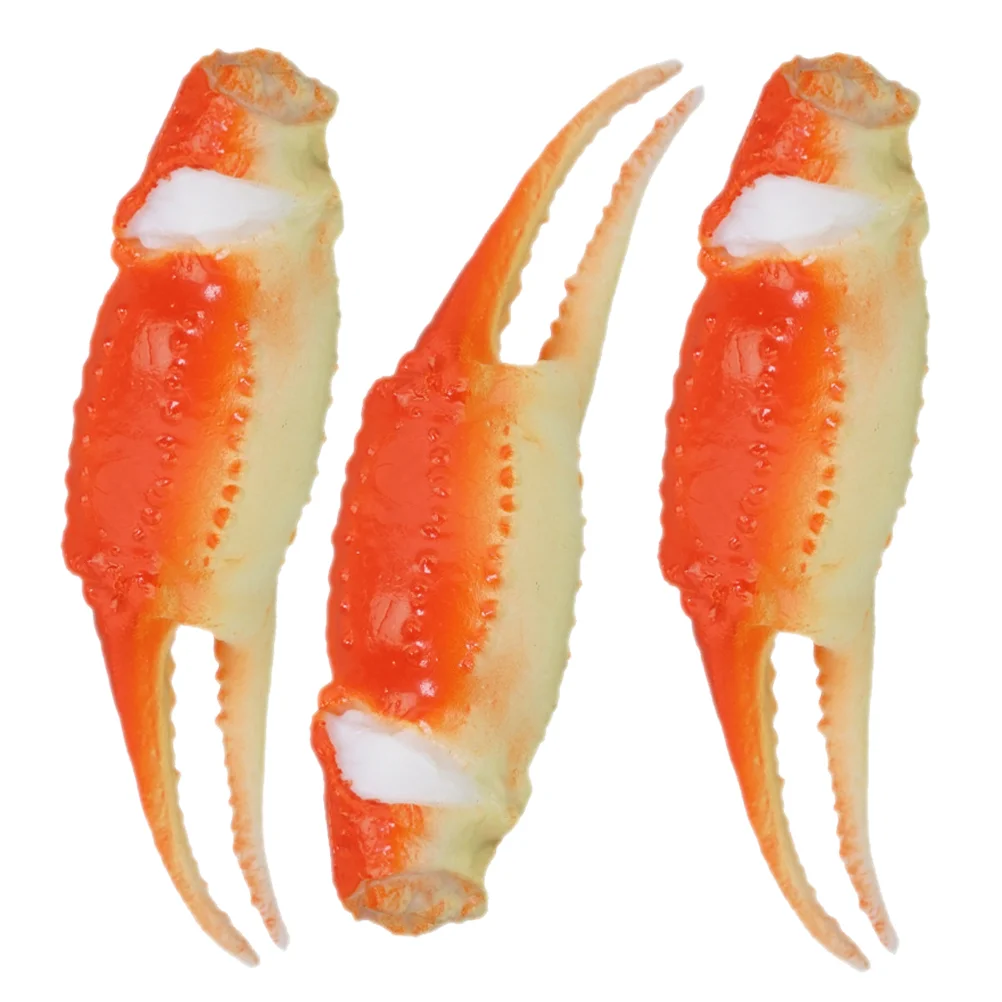 3 Pcs Ornaments Statue Imitation Crab Legs Pvc Claw Shaped Figurine Simulated Toy