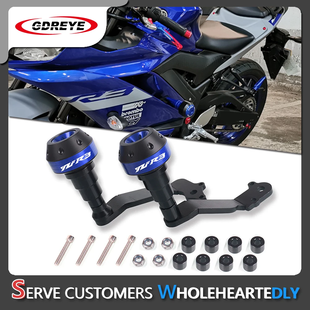 

YAMAHA R3 CNC Motorcycle YZF-R3 2019 2020 2021 Engine Crash Pads Exhaust Sliders Body Protector For YAMAHA R3 2019 2020 2021