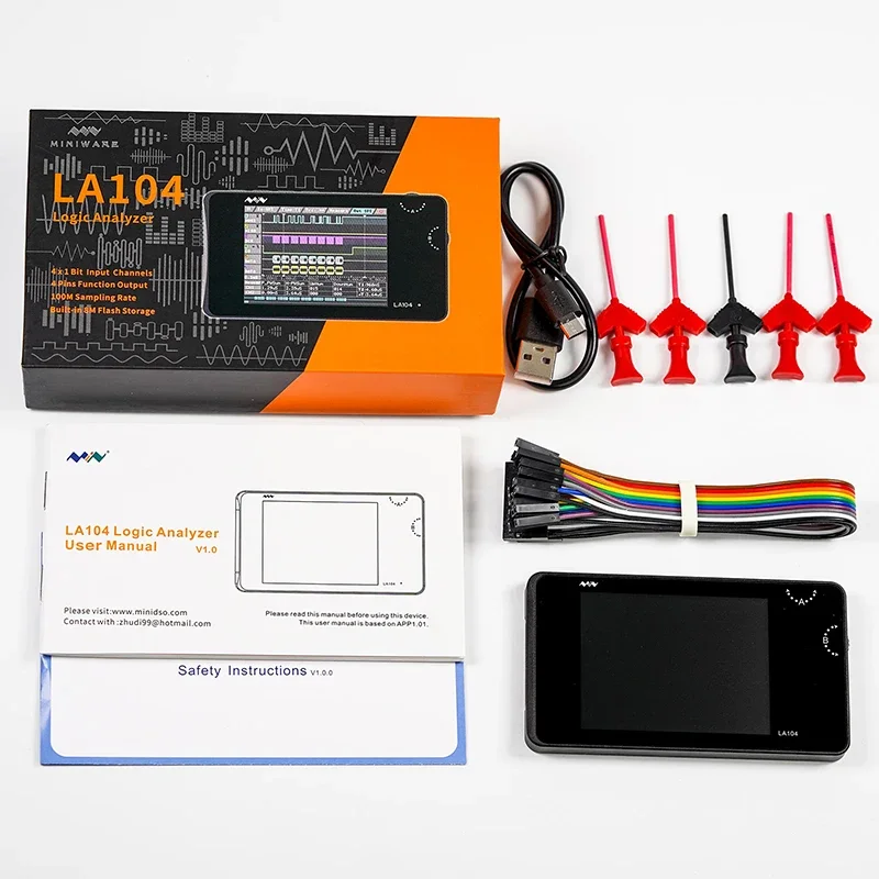 عرض ساخن لعام 2025 محلل منطقي LA104 عينات مساعد تصحيح الأخطاء بأربع قنوات تحليل بروتوكول 100 ميجا هرتز ومتاجر الإشارات الرقمية