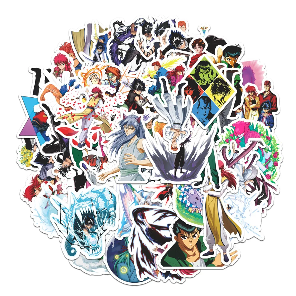 AliExpress FANLU 10/50PCS YuYu Hakusho Stickers Cool Cartoon Sticker Hot Blooded Comics Graffiti Animation Decal Kids Toys Laptop Guitar Car Bike
