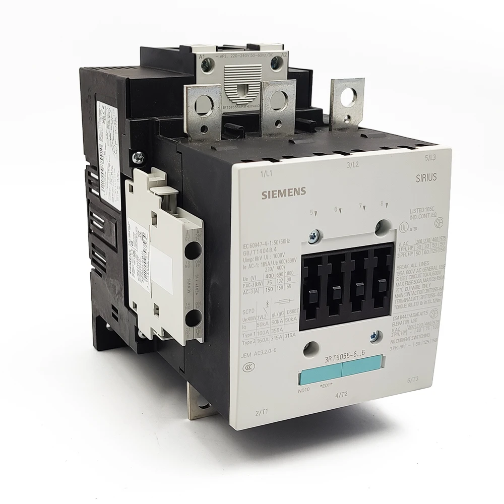 

3RT5 Series 3P AC/DC Contactor 150A 75KW 3RT5055-1A--- 23-26V 42-48V 110-127V 200-220V 220-240V 240-277V 380-420V 440-480V