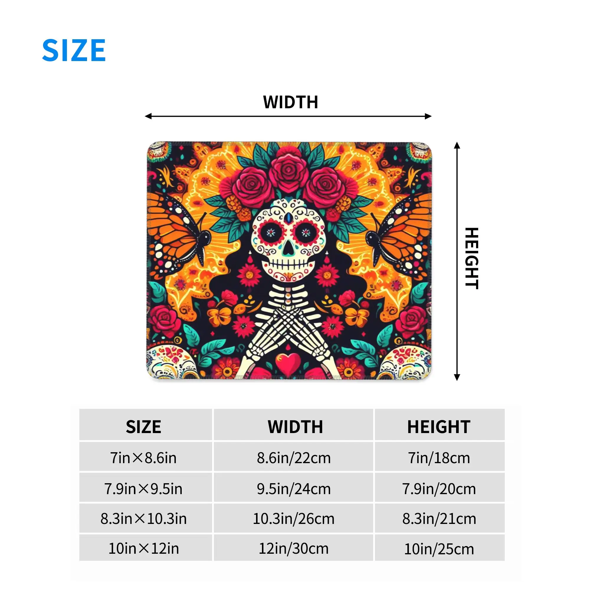 Mexican Sugar Skulls And Flowers Mouse Pad Computer Keyboard Mouse Mat Gaming PC Laptop Desk Mat Office Accessories Table Mats