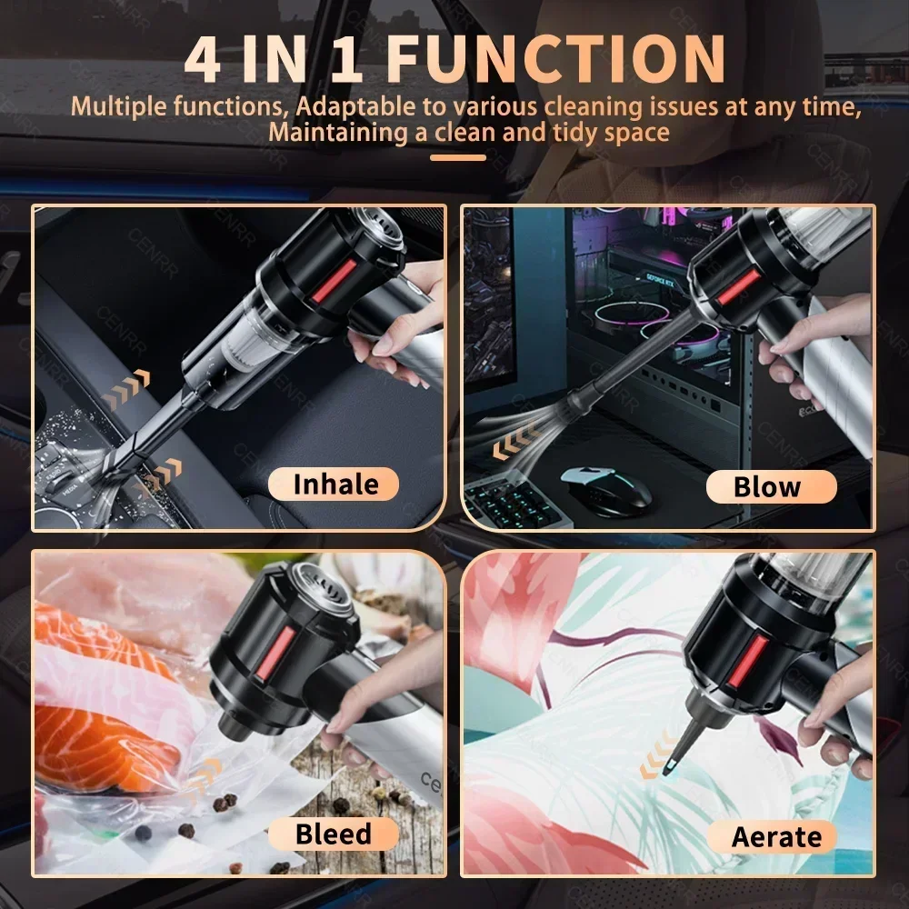 CENRR 998000PA Car Vacuum Cleaner Mini Powerful Portable Handheld Car Cleaner High Suction Wireless Car Cleaner Cleaning Machine