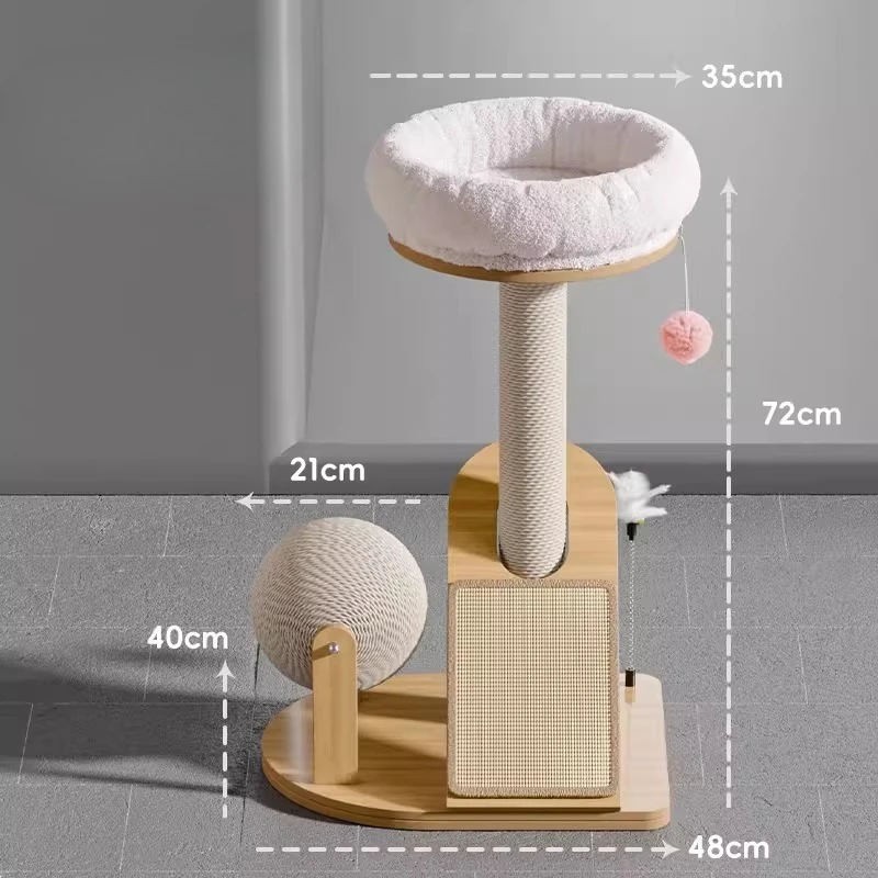 

Accessories Large Cat Tower Tree Post Castle Modern Wooden Cat Tower Climbing Stairs Things Rascador De Gatos Pet Furniture