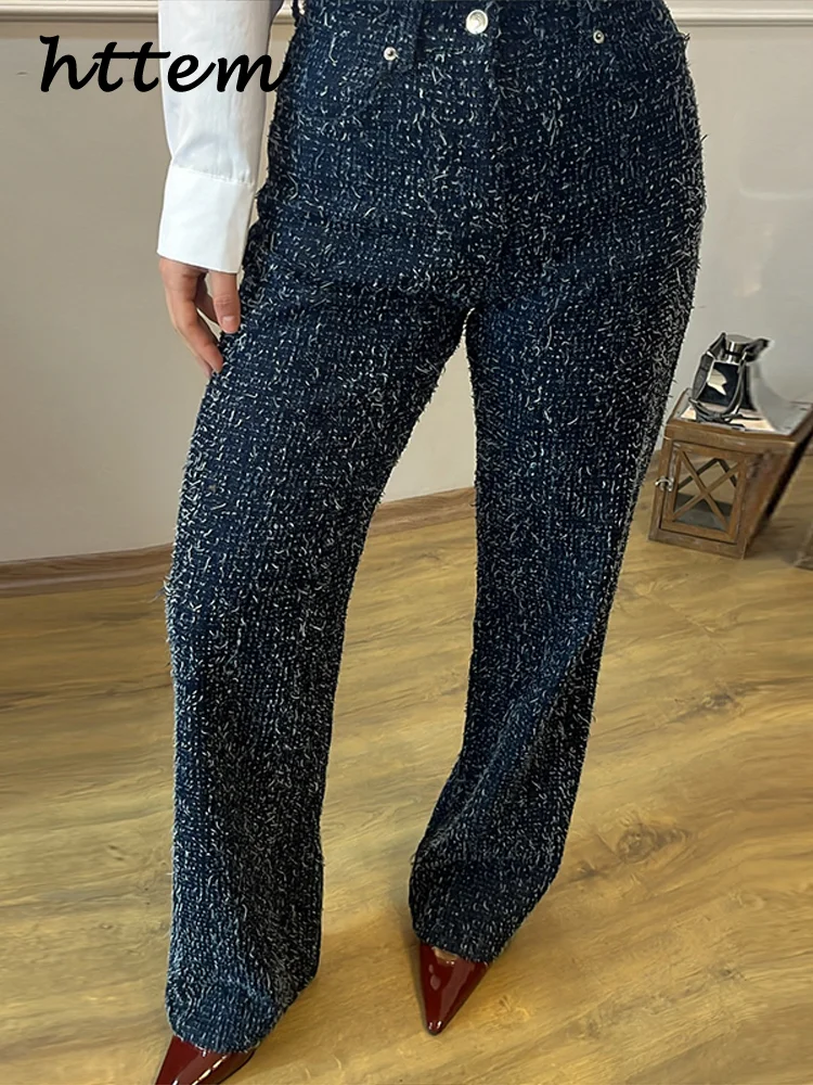 

Fashion Women's Fringes Jeans Slim High Waist Straight Female Denim Pant 2025 Spring Summer Lady Vintage High Street Trousers
