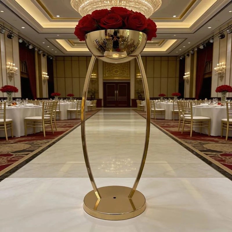 

Fashion Gold Black White Flower Bowl Stand Modern Wedding Centerpieces For Aisle Dining Table Party Formal Event Decoration