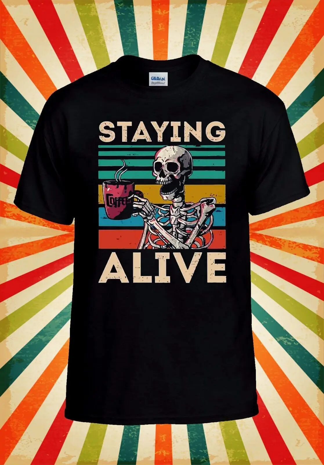 Забавная крутая Бейсбольная Футболка в стиле ретро с изображением остаться кофе живой 2846