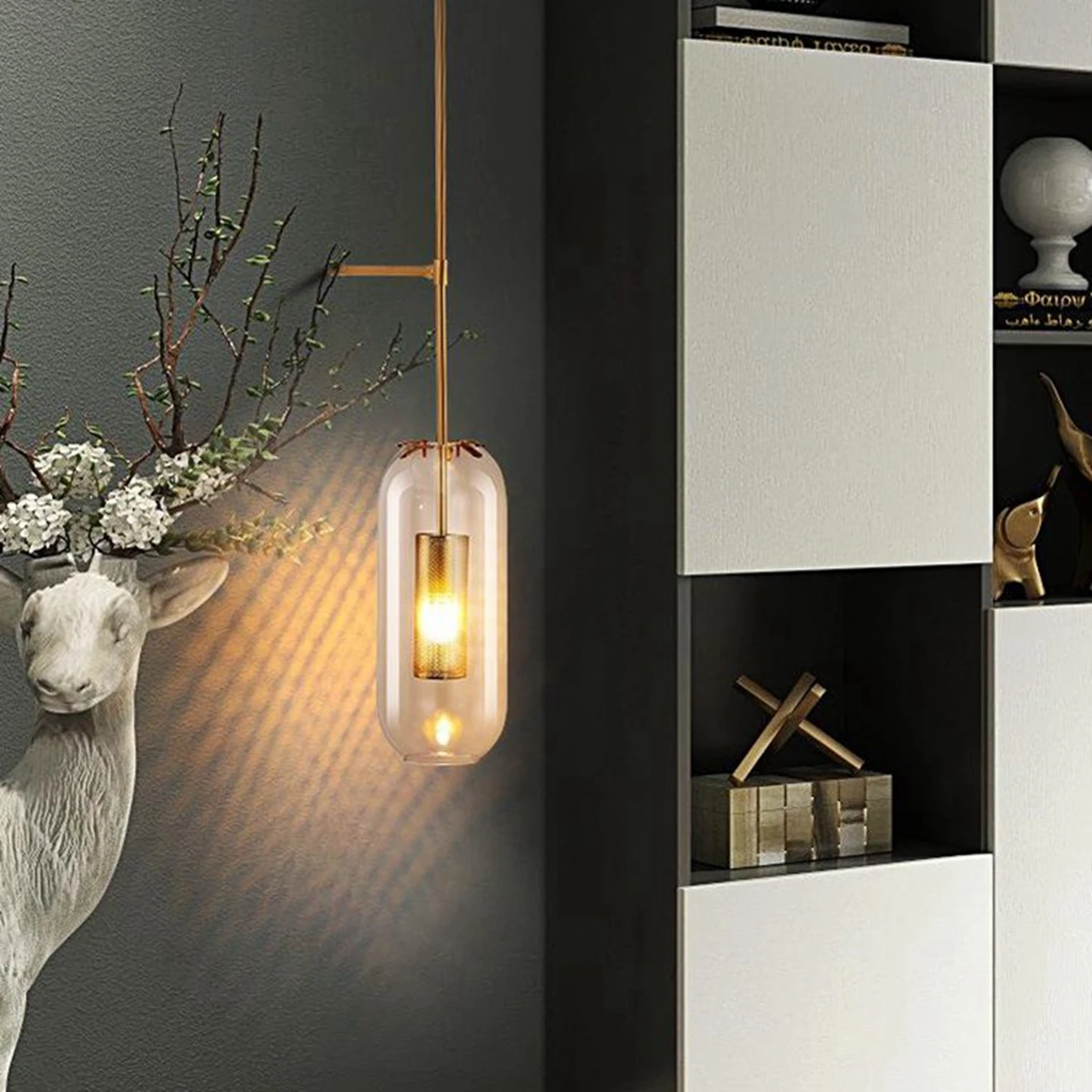 الحديثة الشمال الزجاج مصابيح الحائط الزخرفية لغرفة النوم السرير غرفة المعيشة المطبخ الشرفة إضاءة داخلية #4