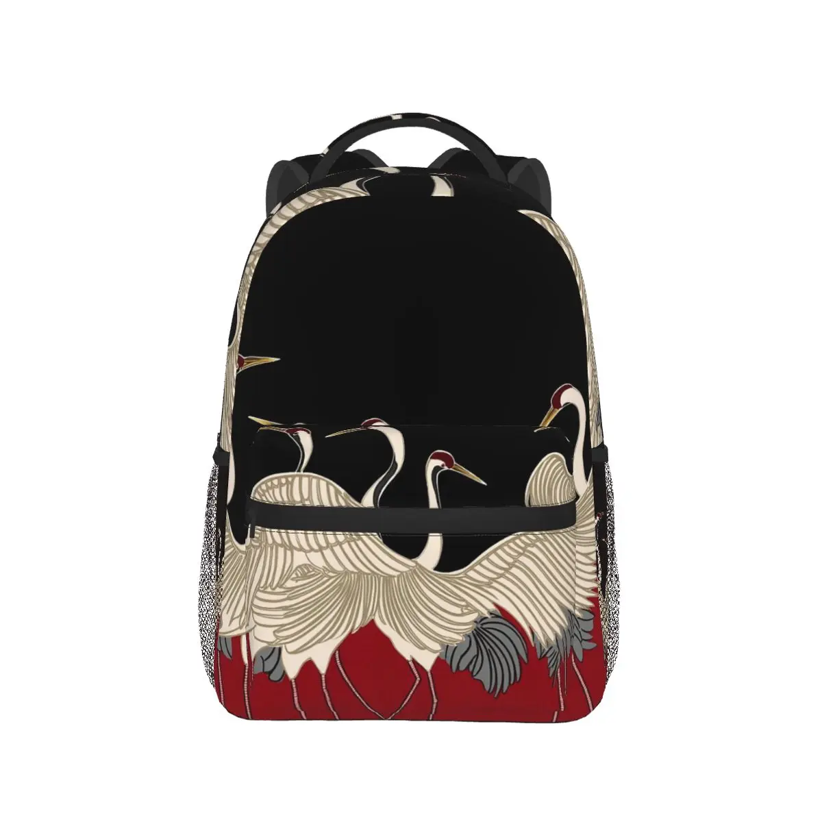 

Elegant Chinese Crane And Red Golden Maroon Backpack Hot Sale Daypack Large Capacity Children BookBag School Bag Shoulder Bags