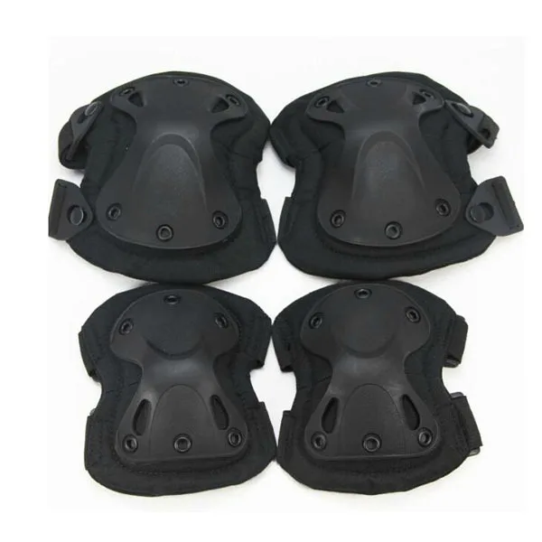 

4Pcs Durable Knee and Elbow Pads Set Adjustable Hook Loop Straps Protective Guards for Outdoor Sports Black Elbow Pads