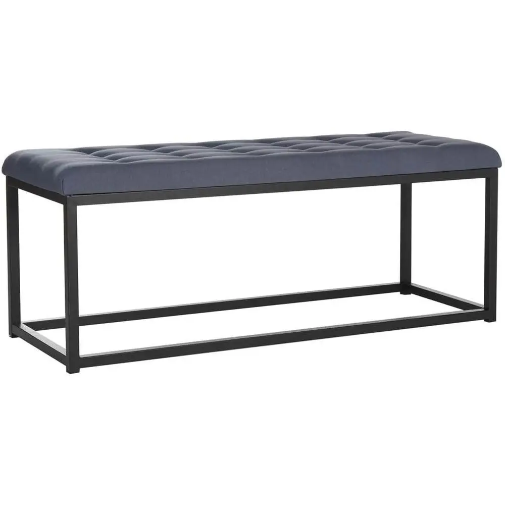 Modern Navy Blue Tufted Accent Bench, Reynolds Style, Suitable for Bedroom, Entryway, Living Room with Black Legs (FOX6225B)