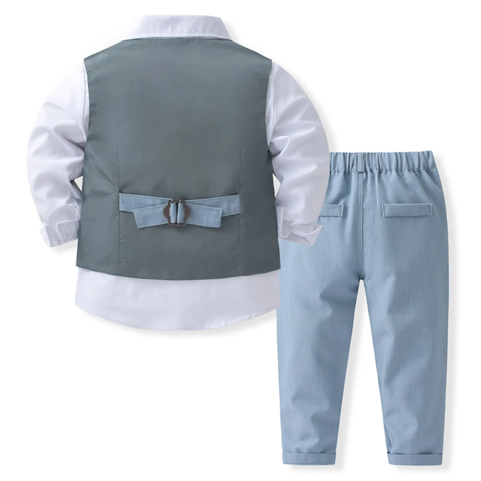 Traje de esmoquin para niños, camisa con pajarita, chaleco, pantalones, 4 piezas, ropa de bebé, atuendo de caballero para bautismo y cumpleaños