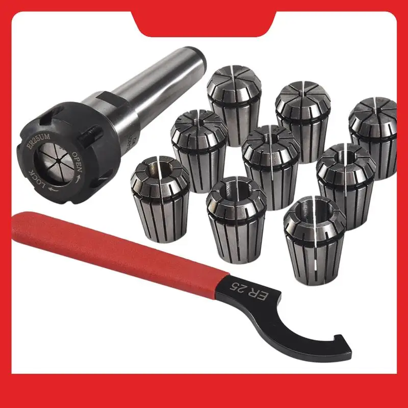 

A32HOT-9Pcs Er25 Spring Collets+1Pcs Mt3 M12 Er25 Collet Chuck Morse Taper Holder For Cnc Milling Lathe Tool