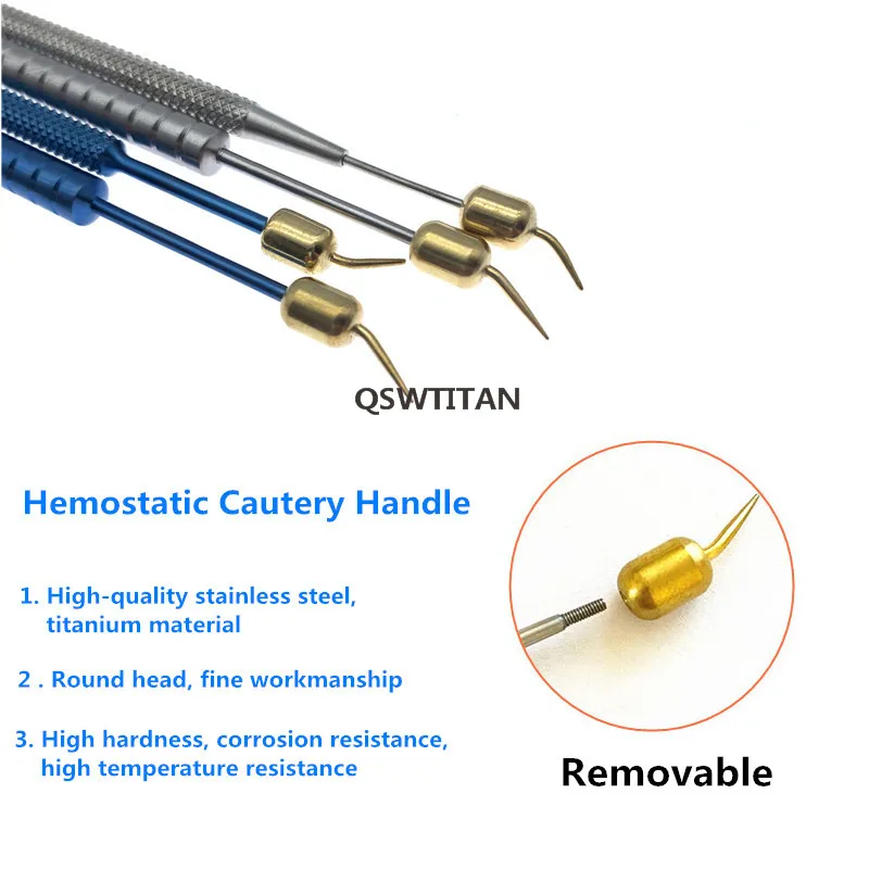 Stainless steel titanium Hemostatic cautery handle Ophthalmic Micro Instruments Hemostatic cautery device