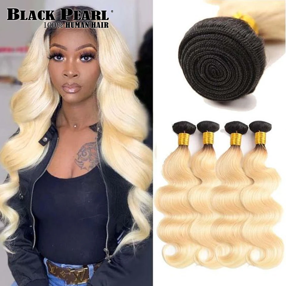 Zwarte Parel 1b/613 Braziliaanse Remy Losse Body Wave Haar Blonde Ombre Bundel Weave Two Tone Hair Inslag 1/3/4 Stuks Gratis Verzending