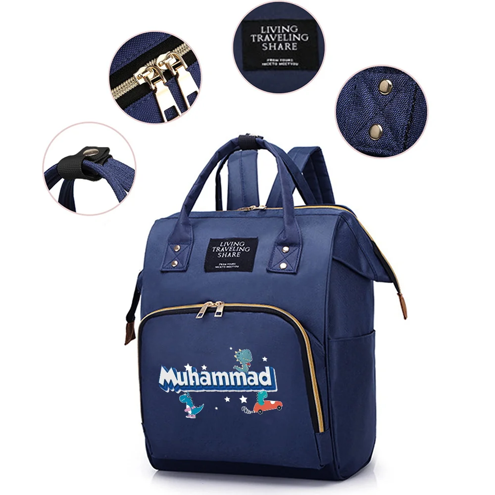 Mochila personalizada con nombre para mamá, bolsa de pañales, mochila para botella de leche, cambiador para recién nacido, bolsa de almacenamiento de salida práctica