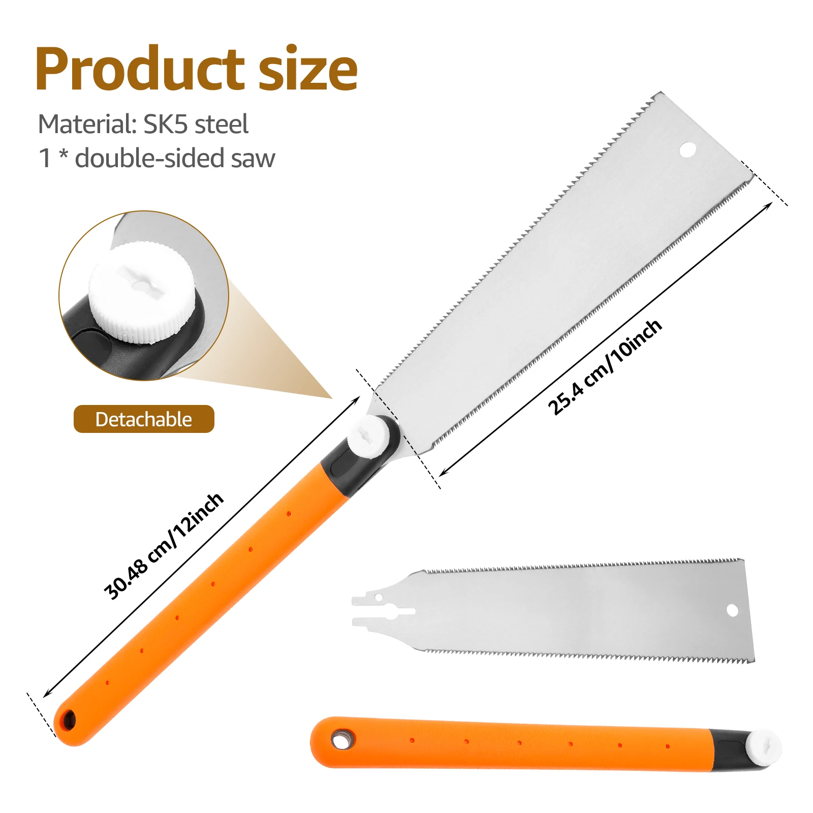 Double Sided Hand Saw Flush Cutter Japanese Style Pull Saw Fast Cutting Hand Saw for Gardening Tree Pruning, Wood Cutting