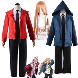Anime Chainsaw Man Power Cosplay Costume Red Blue Jacket Coat Suit Blood Devil Power Cosplay Uniform Wig Halloween Women Clothes