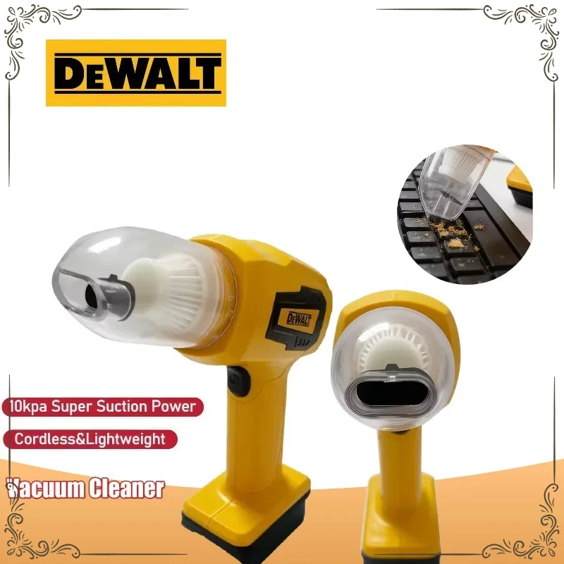 

Портативный автомобильный пылесос Dewalt с мощностью всасывания 10 кПа, беспроводной пылесборник, удобный инструмент для уборки с функцией выдува.
