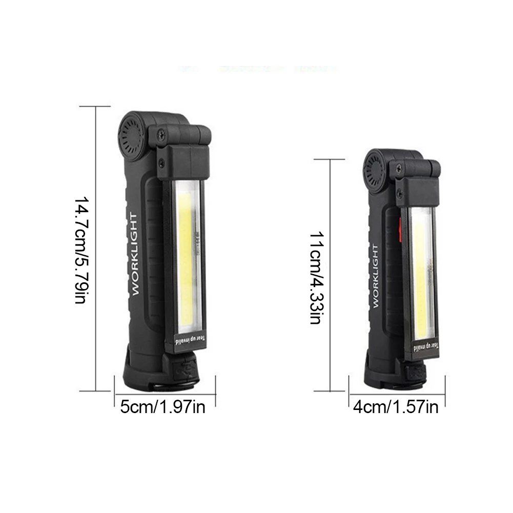 COB LED Folding Flashlight Portable Magnetic Work Light Lantern USB Rechargeable Emergency Repair Camping Torch Lamp With Hook