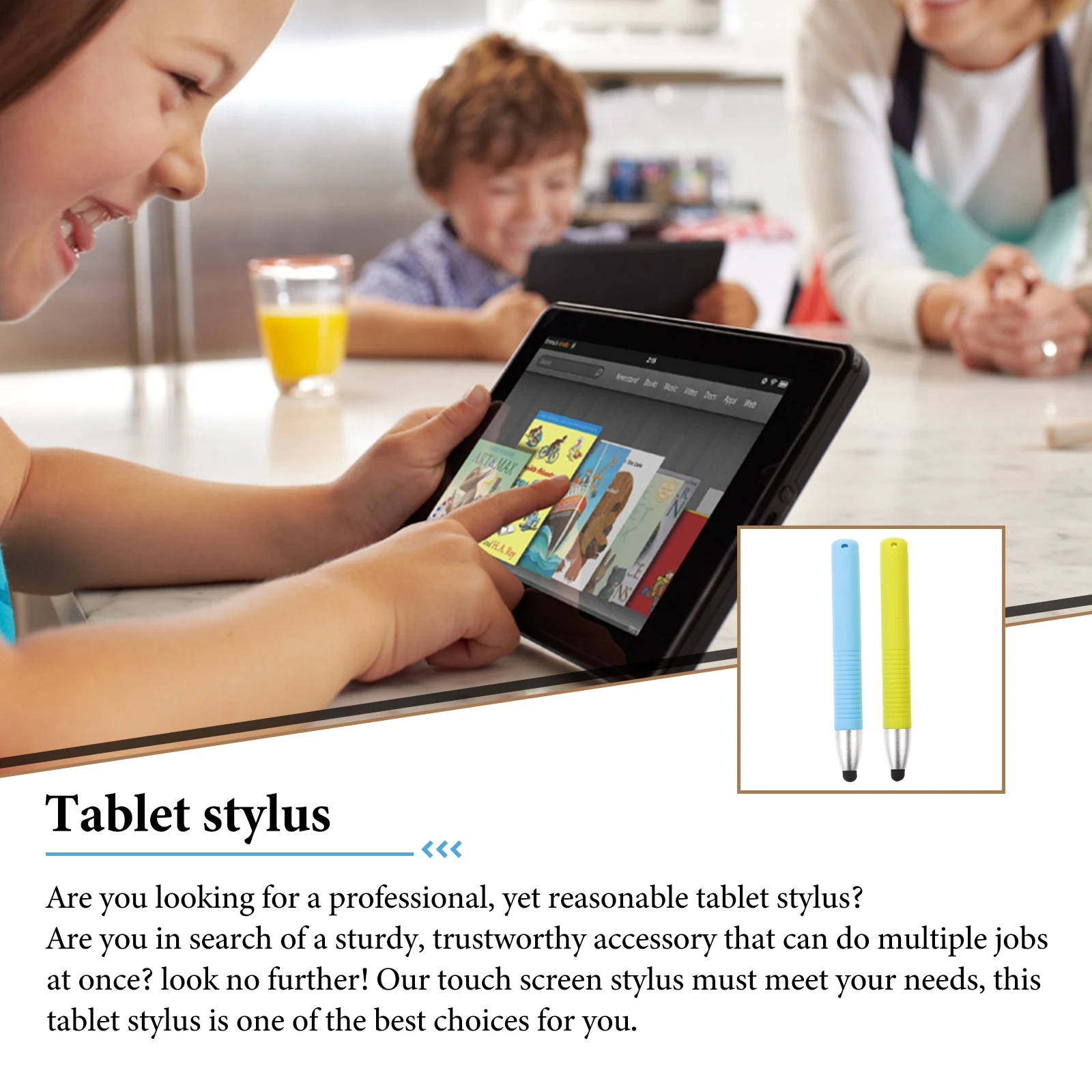 

8pcs Universal Stylus Pens Kids Capacitive Touch Screen Learning Machine Pen For Tablets Phones Child Friendly Comfortable Grip