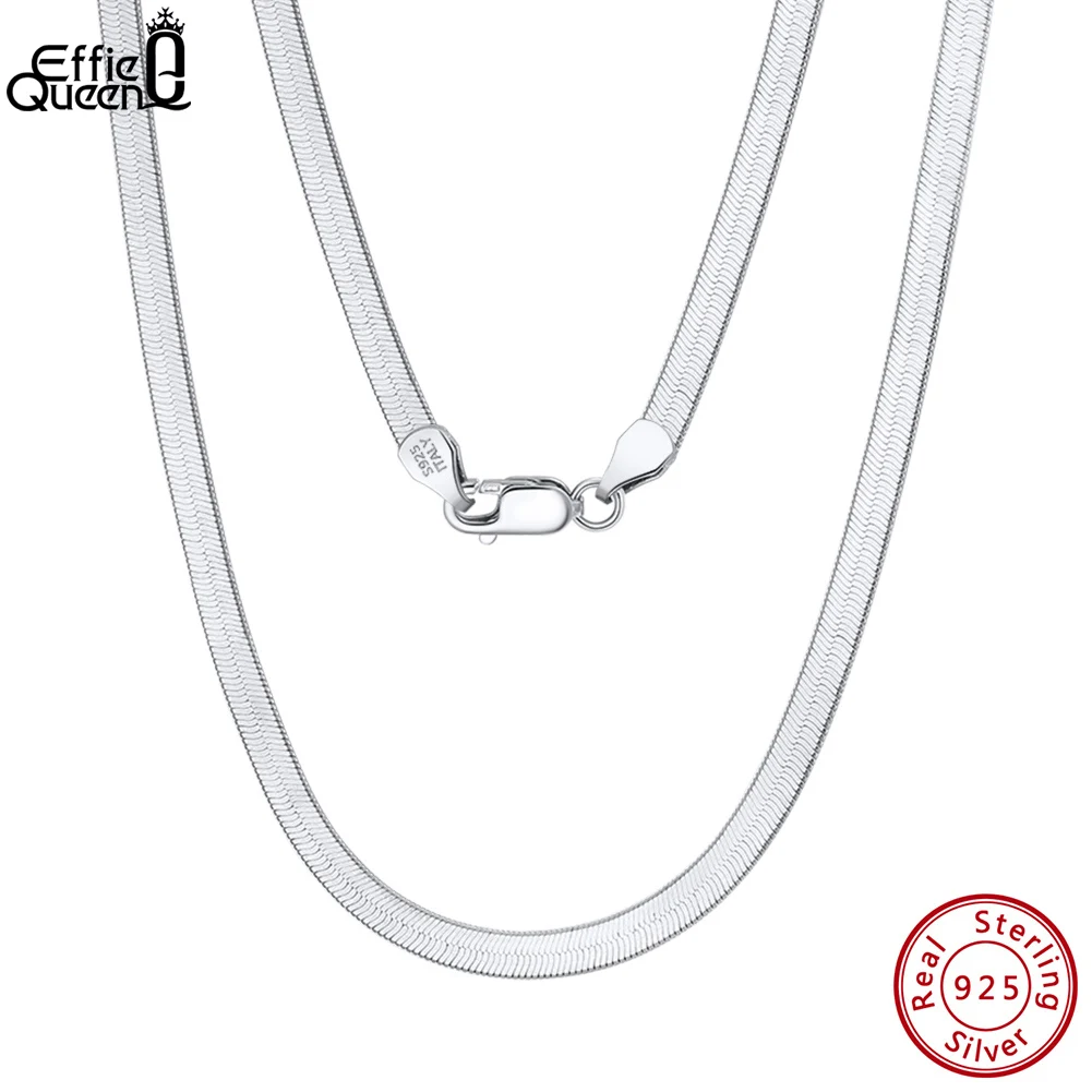 

Цепочка-змейка Effie Queen из стерлингового серебра 925 пробы, плоская, 3 мм, 4,5 мм, 40-60 см, унисекс, для повседневного ношения, SC35