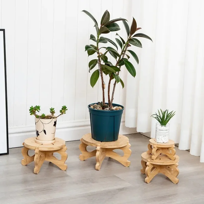 New Solid Wood Flower Rack Tabletop Fish Tank Flower Pot Base Floor To Ceiling Balcony Living Room Flower Rack Plants