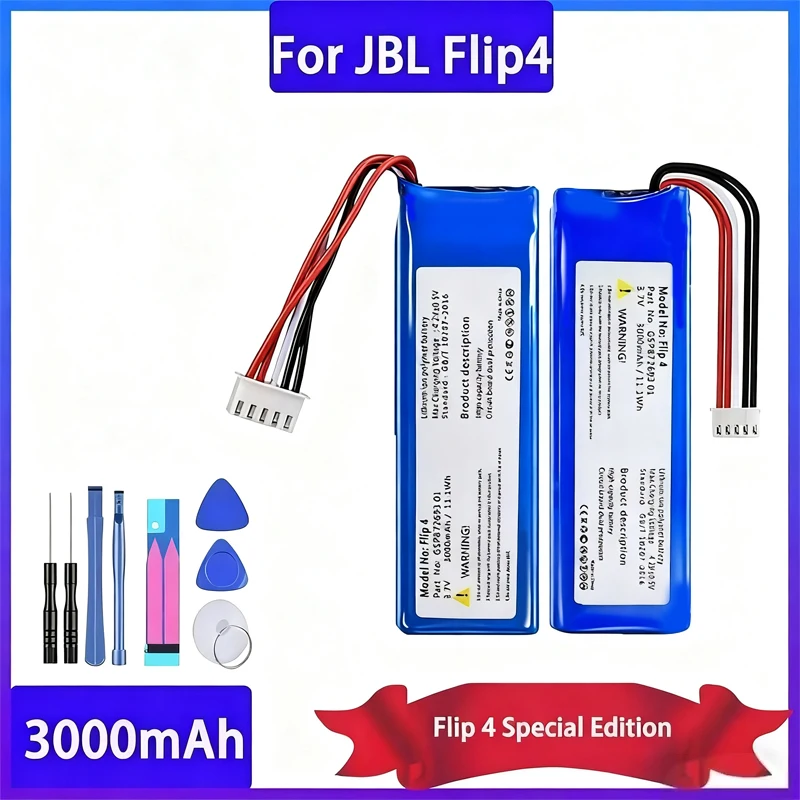 3,7 В 3000 мАч Flip4 Сменный аккумулятор для динамика JBL Flip4 Edition GSP872693 01 Bateria для динамика JBL + инструмент для разборки