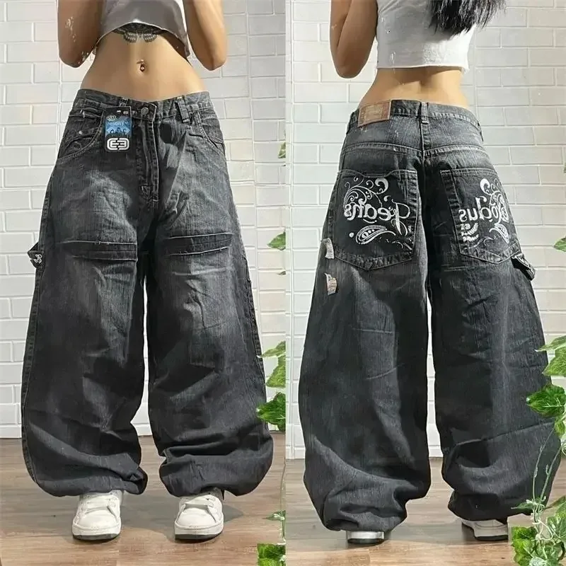 

New Y2K Retro Fashion Washed Jeans Man’s Street Harajuku Loose Casual Straight Mop Pants Lovers Joker Wide-leg Denim Trousers