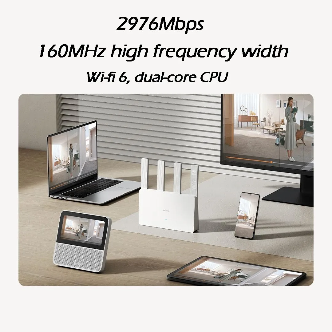 Imagem -02 - Wifi Roteador 2976mbps 2.4g 5ghz Dan Duplo Portas Lan Processadores Qualcomm 256mb Memory Mesh Network Smart Home Xiaomi-ax3000e