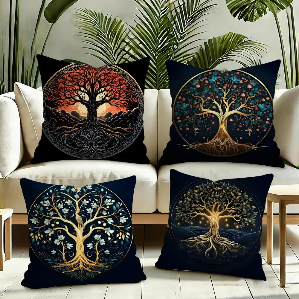 tree of life cushion cover plant floral Cushion Cover Reversible Plush Pillow Cover Soft Fluffy  Home Decor for Sofa Bedroom